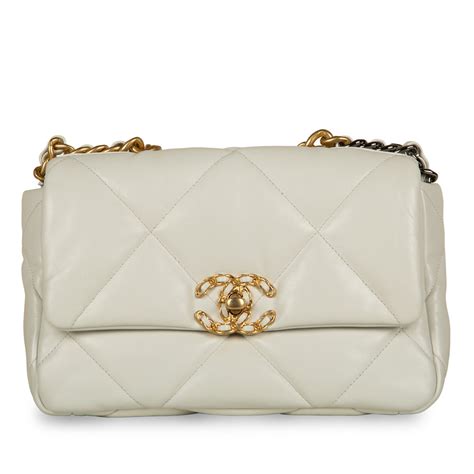 white chanel 19 flap bag|white vintage chanel bag.